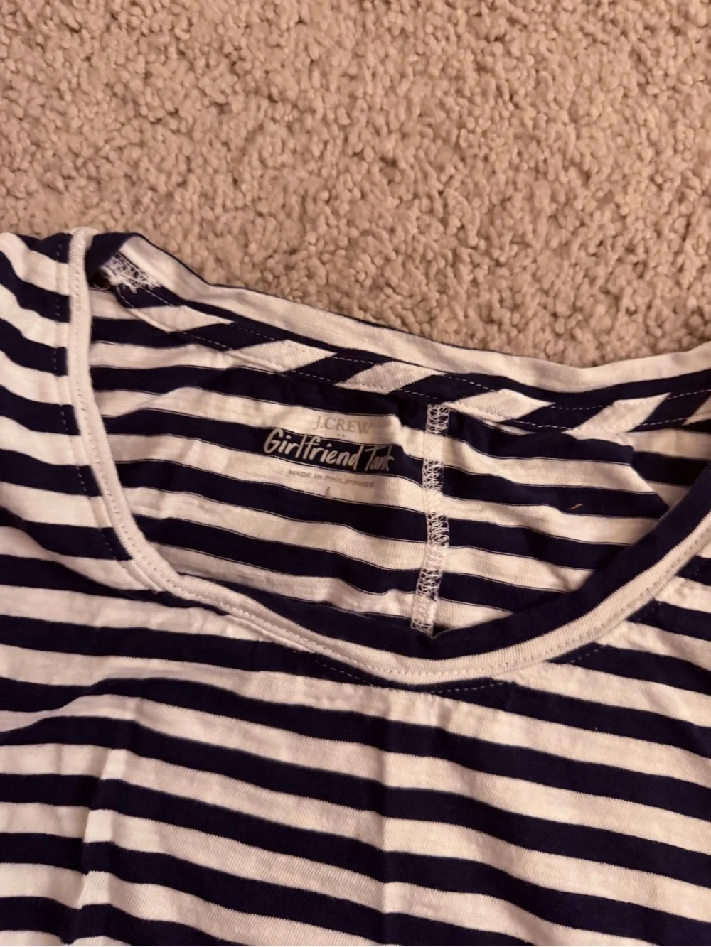 J. Crew Navy and White Striped Tank Top